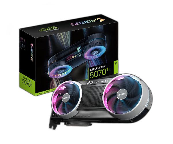 כרטיס AORUS GeForce RTX 5070 Ti INFINITY 16G WINDFORCE HYPERBURST
